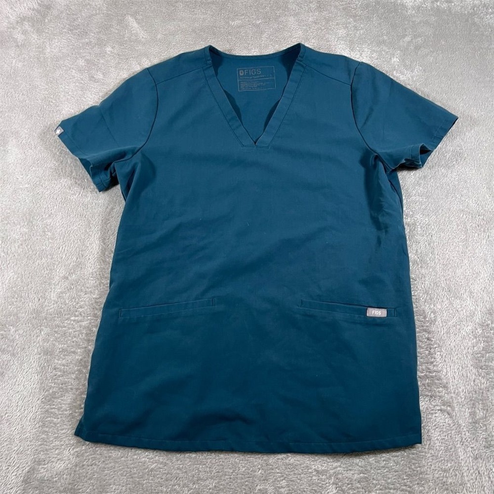 FIGS Tech Women's Casma Scrubβ Top Size S Green V-Neck Short Sleeve Workwear